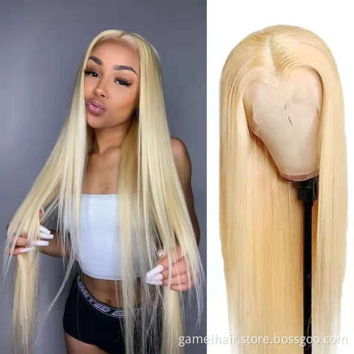 Natural blonde 613 full lace wig virgin hair pre plucked lace front wig brazilian human hair qingdao wigs for black women